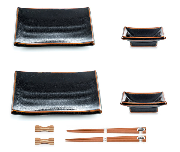 Zen Minded Tenmoku Japanese Sushi Plate Set