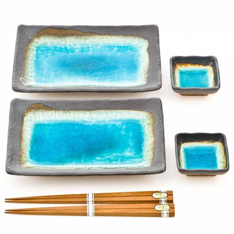 Zen Minded blaues Crackleglasur-Sushi-Set
