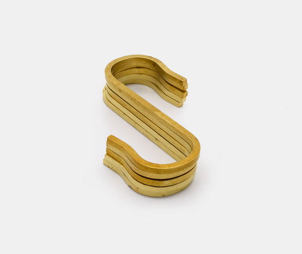 Azmaya Brass S Hook 5 Pack