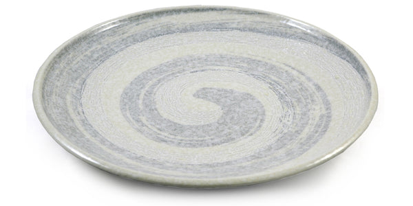 Zen Minded White Swirling Relief Japanese Ceramic Plate