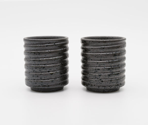Zen Minded Black Kezuriuzu Glazed Cup Large Pair