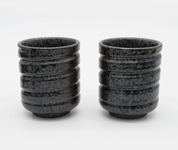 Zen Minded Black Kezuriuzu Glazed Cup Small Pair