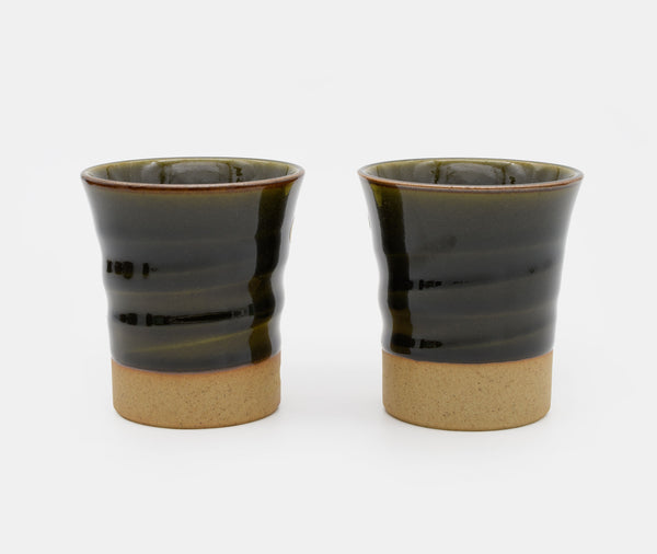 Zen Minded Oribe Glazed Bamboo Cup Pair