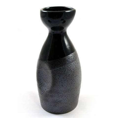Zen Minded Black & Silver Glazed Japanese Sake Bottle