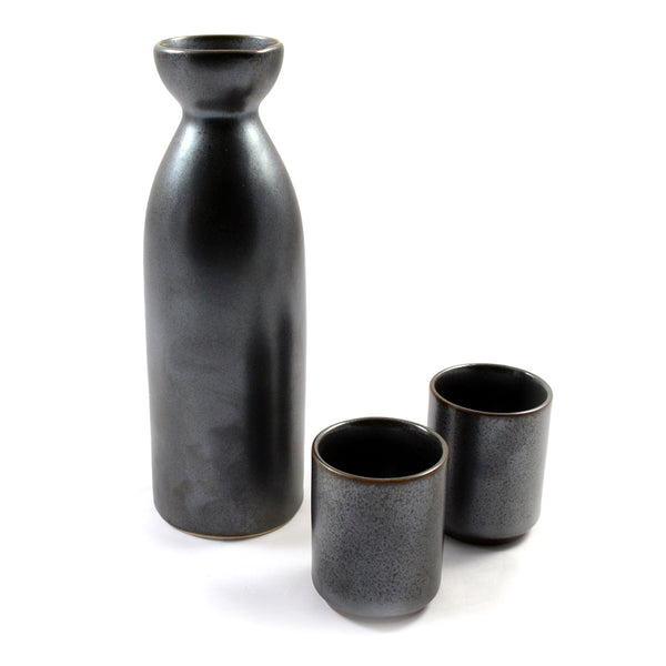 Zen Minded Matt Silver Glazed Japanese Sake Set