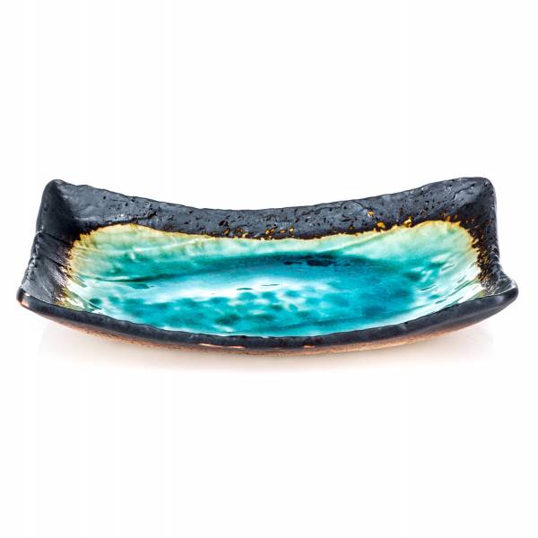 Zen Minded Blue Crackleglaze Large Oblong Sushi Plate