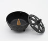 Zen Minded Räuchergefäß aus Gusseisen mit schwarzem Lotus und weißer Asche, Set 3