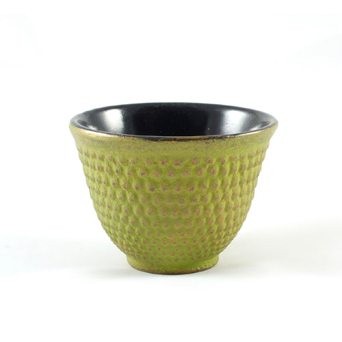 Taza de té de hierro fundido Zen Minded con patrón raro verde y dorado