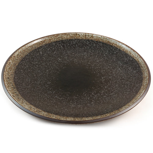 Zen Minded keramisk middagstallerken med sort plettet glasur