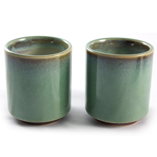 Zen Minded grün glasiertes Tee- und Kaffeetassenpaar
