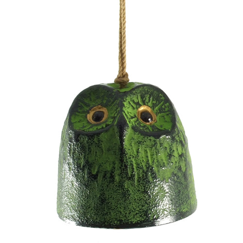 Zen Minded Green Owl Cast Iron Wind Bell