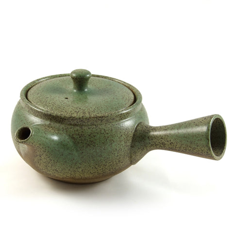 Zen Minded Japanese Teapot With Mottled Green Glaze