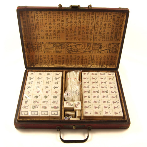 Zen Minded kinesisk mahjong-sett med tradisjonell lærveske