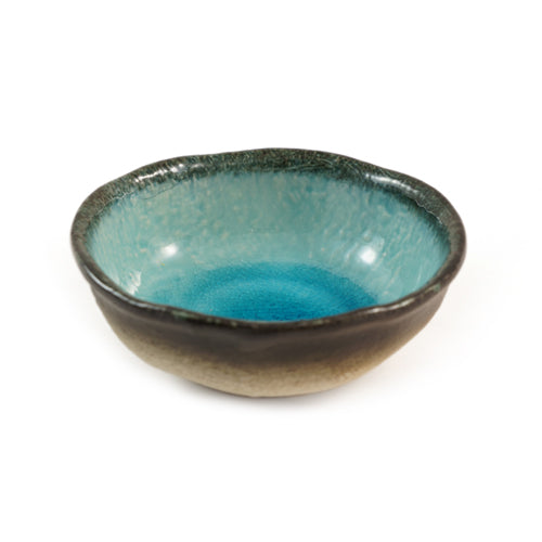 Zen Mindedブルークラックル釉陶器皿