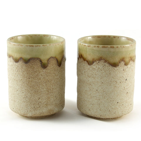 Par de xícara de chá e café em cerâmica com esmalte de areia Zen Minded