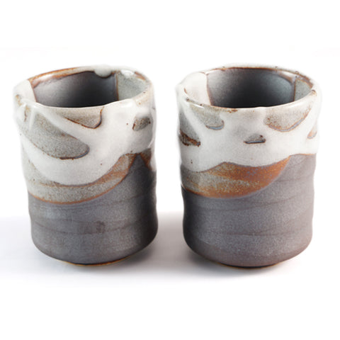 Zen Minded klobiges Tassenpaar aus weiß glasierter Keramik