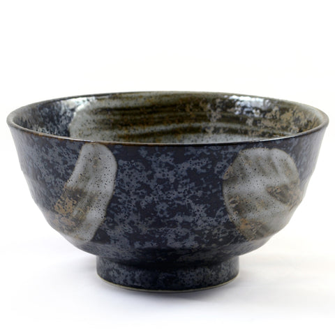 Zen Mindedまだら黒と銀釉の日本製陶器製麺ボウル
