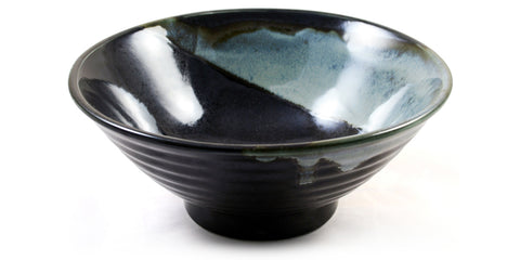Cuenco japonés de cerámica vidriada azul cielo y negro Zen Minded