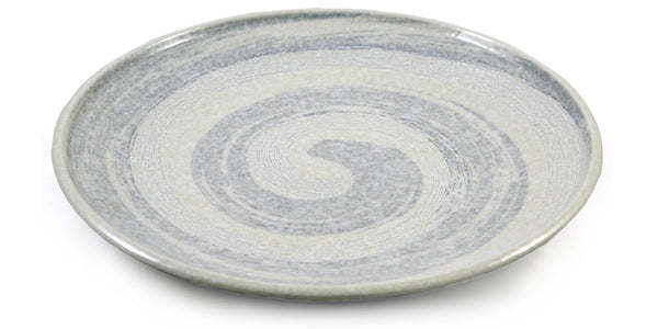 Prato de cerâmica japonesa com relevo giratório branco Zen Minded