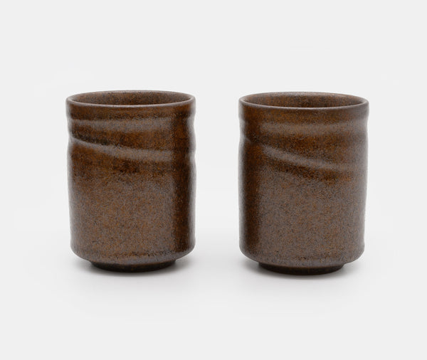 Zen Minded Wabi Sabi Brown Glazed Cup Pair