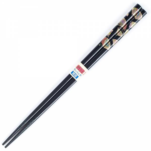 Zen Minded Japanese Black Fan Lacquered Wooden Chopsticks