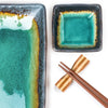 Zen Minded Turquoise Crackleglaze Rectangular Plate Set 3