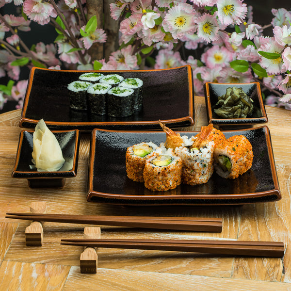 Juego de platos de sushi japonés Zen Minded tenmoku