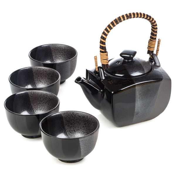 Zen Minded Japanese Tea Pot Set Sumi Glaze