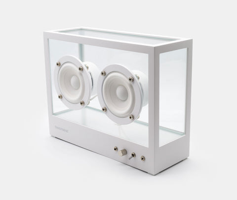 Transparenter kleiner transparenter Lautsprecher weiß
