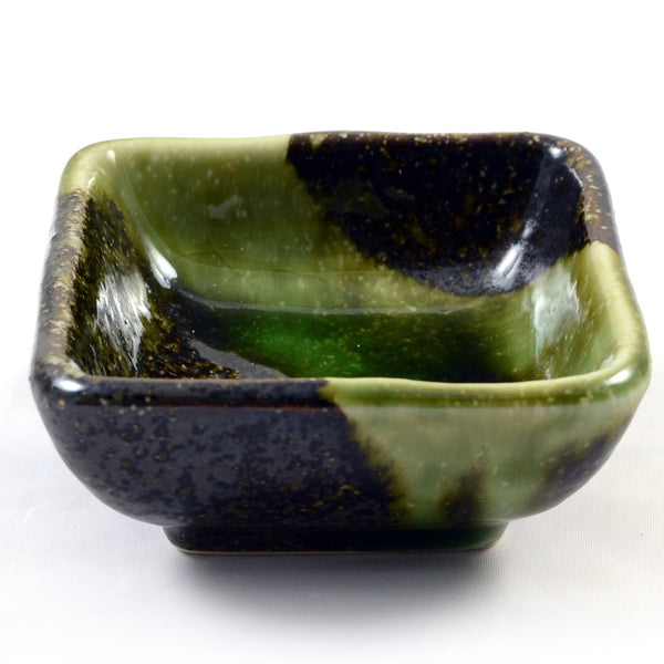 Zen Minded Iridescent Green Glazed Japanese Ceramic Dish