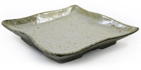 Assiette carrée en céramique japonaise émaillée beige Zen Minded