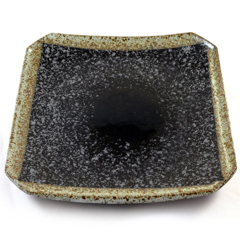 Zen Minded Black Speckle Glazed Japanese Stoneware Plate