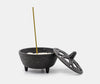 Zen Minded Black Lotus Cast Iron Incense Burner & White Ash Set 2